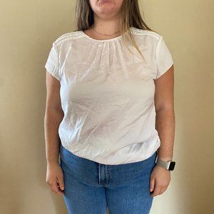 White short-sleeved business casual top